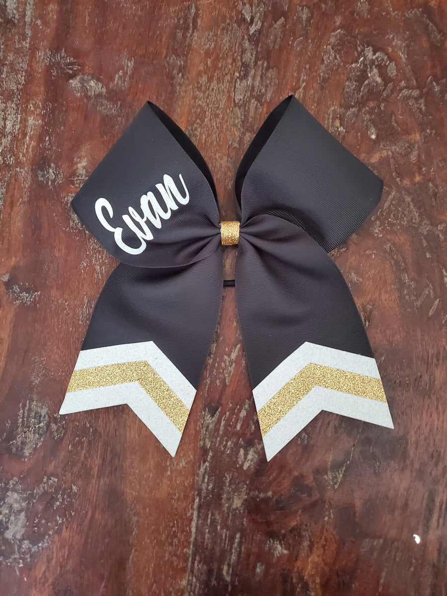 Custom Black Cheer Bow/Dance Bow/Softball Bow/ with Name – AminaCrafts