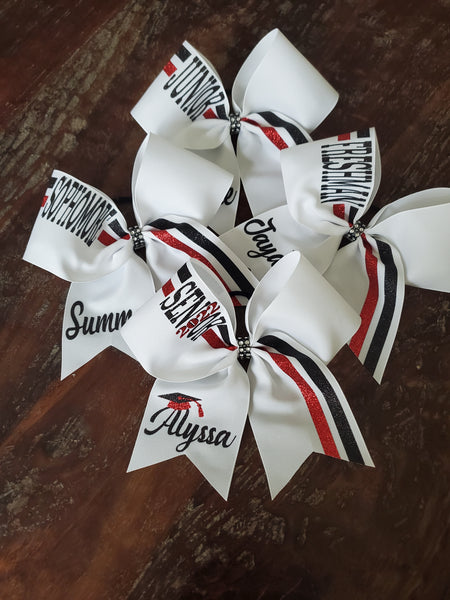 Senior Cheer Bow/ Softball Bow/Dance Bow with Name and Graduation Cap. –  AminaCrafts