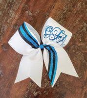 Custom Glitter Swoosh Cheer bow with Layered Name